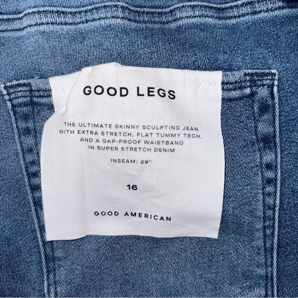 Good American Good Legs Skinny Jeans Raw Hem Plus Size Dark Blue